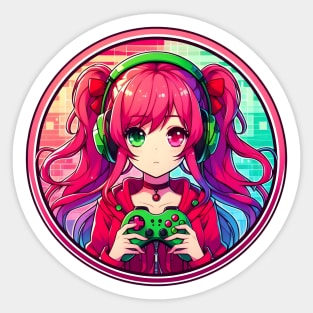 Green vs Red Gamer girl Sticker